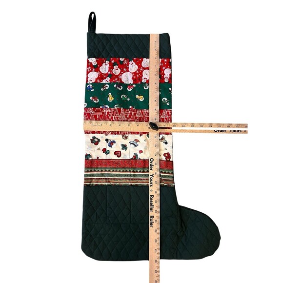 Jumbo 25" Quilted Stocking Christmas Advent Calendar Gift Pockets Santa - Picture 3 of 3